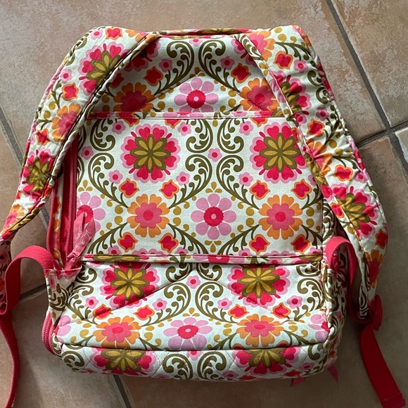 VERA BRADLEY Folkloric Pink Orange Floral Large Travel Multi-sectional Backpack - Picture 3 of 16